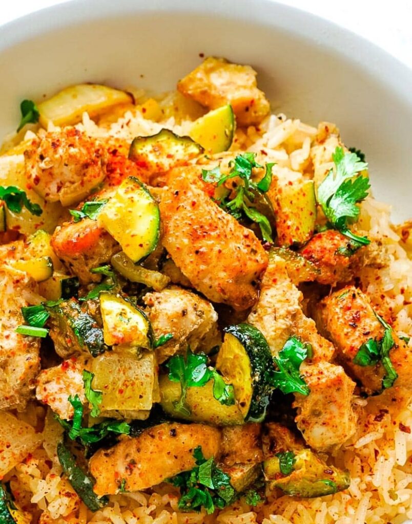 Chicken and Walnuts with Zucchini