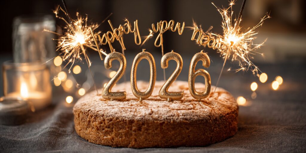 Cake with 2026 on top. Created in AI